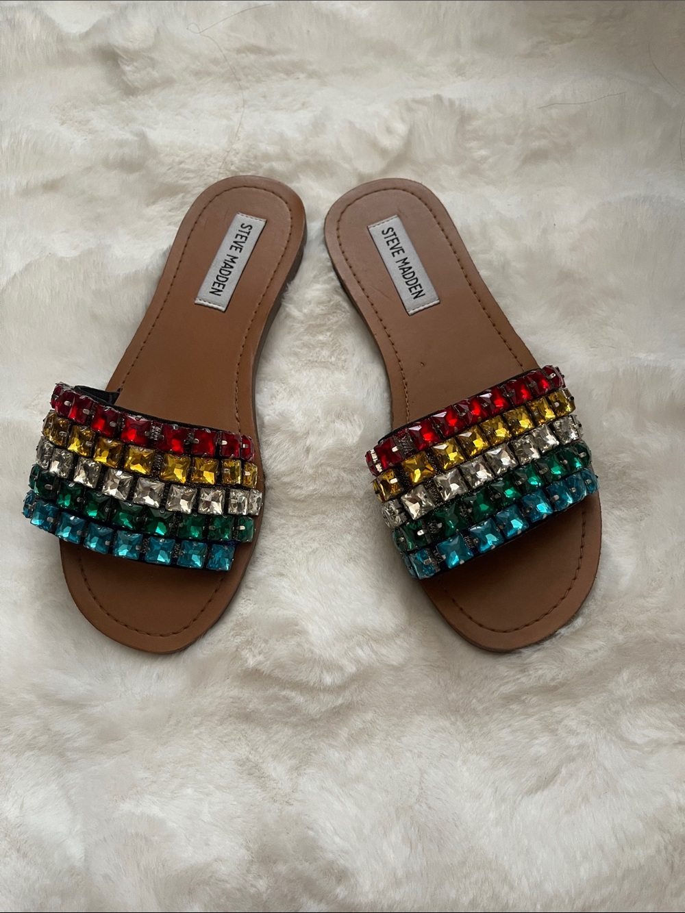 Steve Madden Multicolor Jeweled Slide Sandals